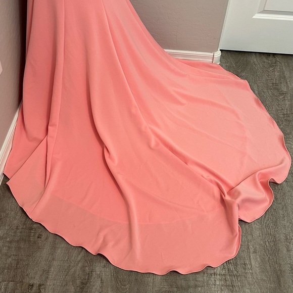 NEW JOVANI SZ 4 BLUSH ASYMMETRICAL ONE SHOULDER FORM FIT FORMAL EVENING GOWN - Picture 11 of 16